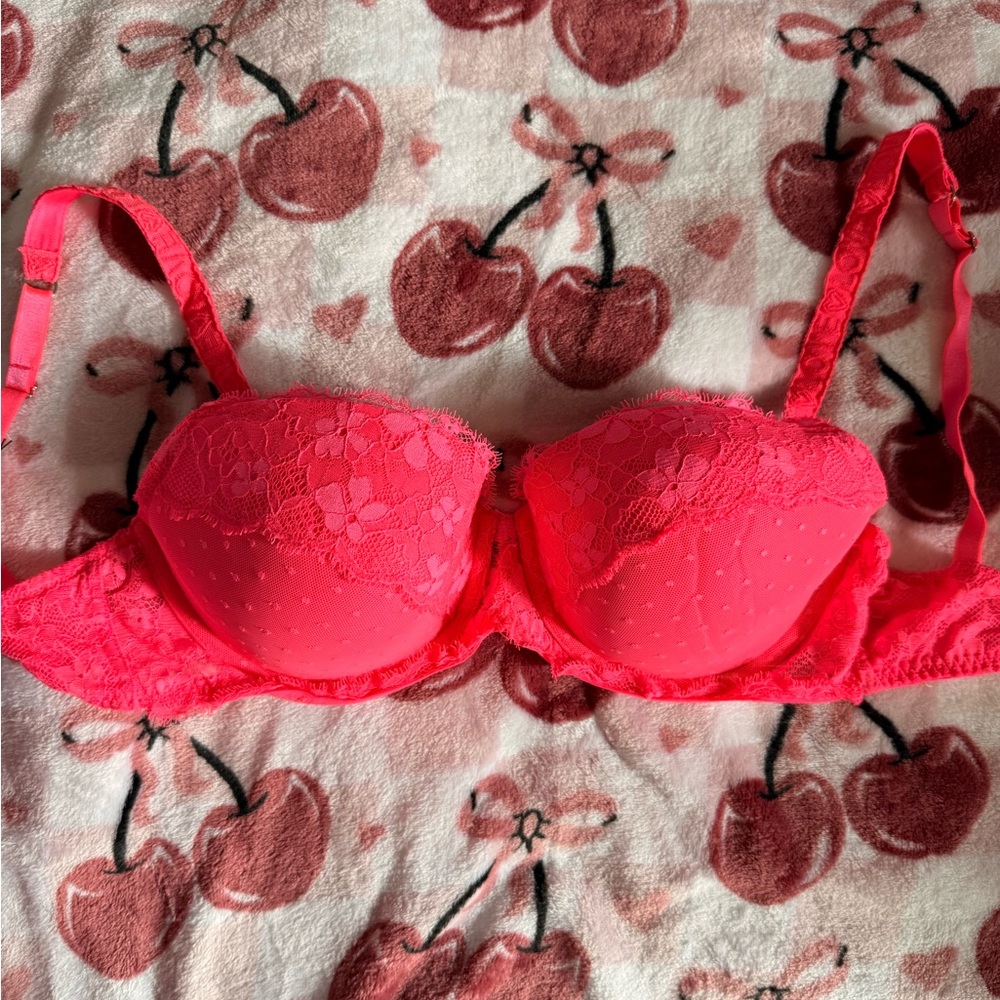 Victoria's Secret Neon Pink Demi Lace Bra